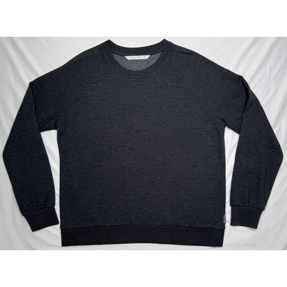 Free Fly Womens Bamboo Lightweight Fleece Crew Sweatshirt Charcoal Grey Size M